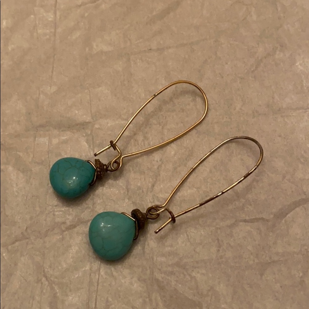 Turquoise hung on dimple large wire